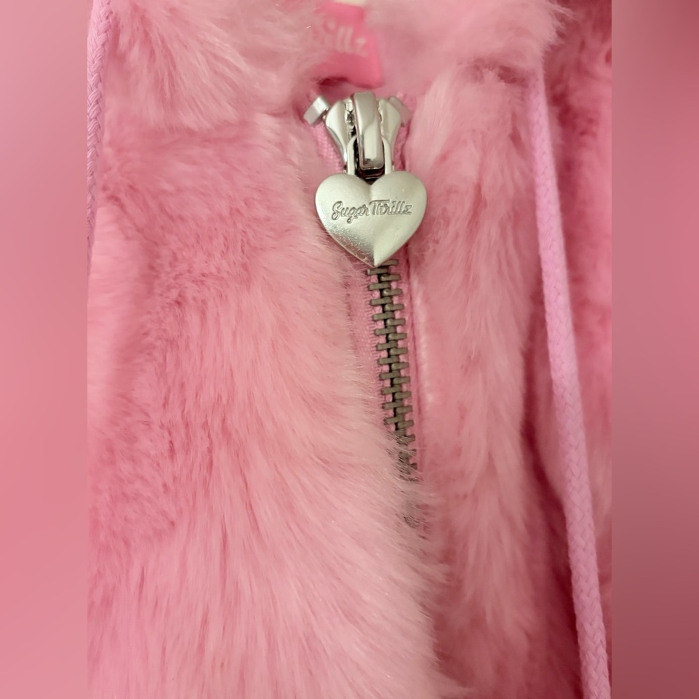Sugar Thrillz CANDY BLOSSOM FAUX FUR JACKET- PINK XL - Picture 3 of 9